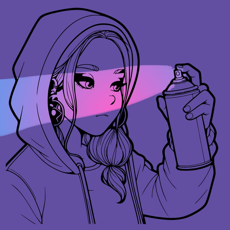 a realistic girl, spray painting