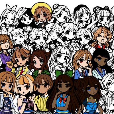 a lot of anime girls deferent