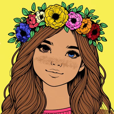 realistic girl with flower crown