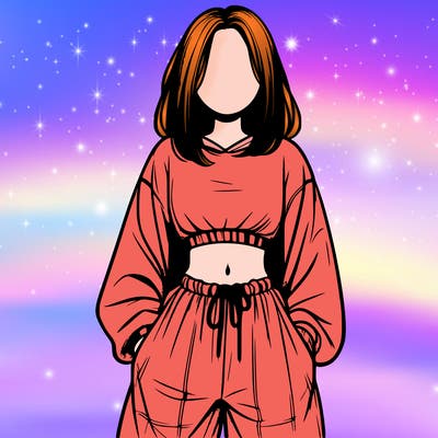 realistic girl faceless with baggy pants and a crop top