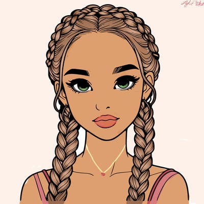 realistic girl with braids