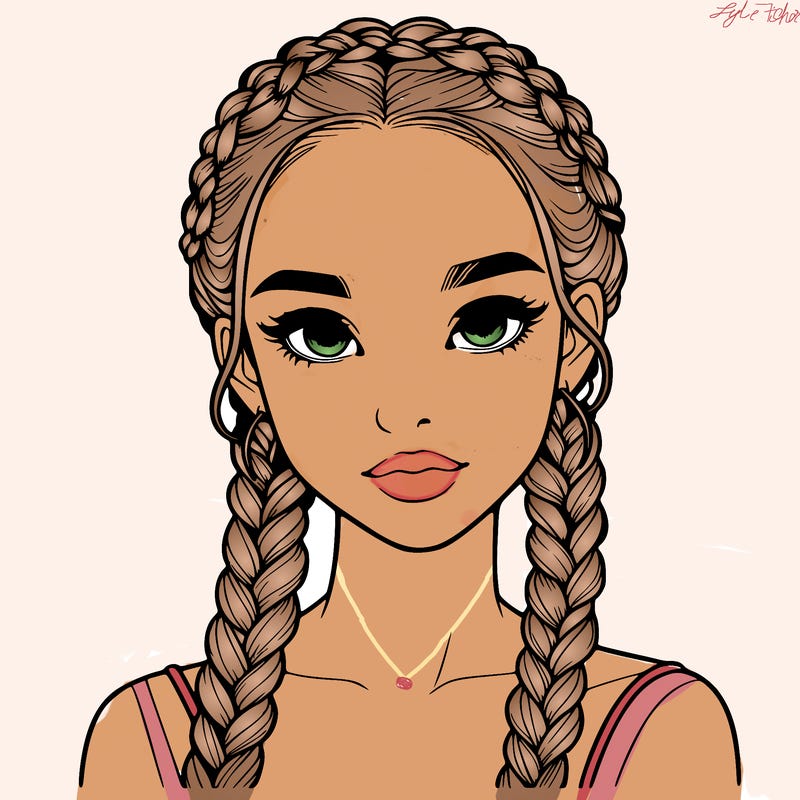 realistic girl with braids