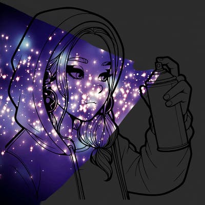 a realistic girl, spray painting