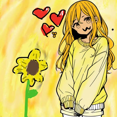 manga teen girl  in a sweater and baggy pants