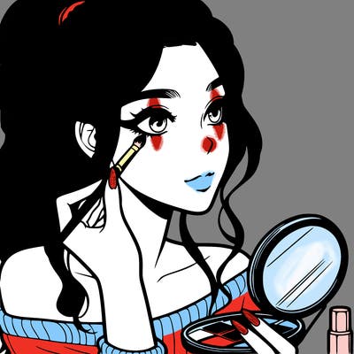 a realistic girl doing her makeup