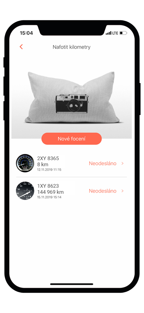 Pillow insurance - Pillow insurance mobile app screen for reporting car odometer mileage via photo