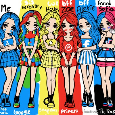 a group of girls realistic