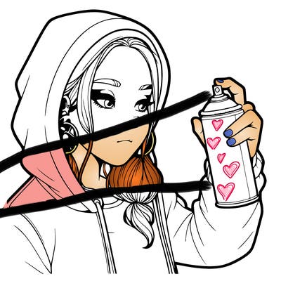 a realistic girl, spray painting