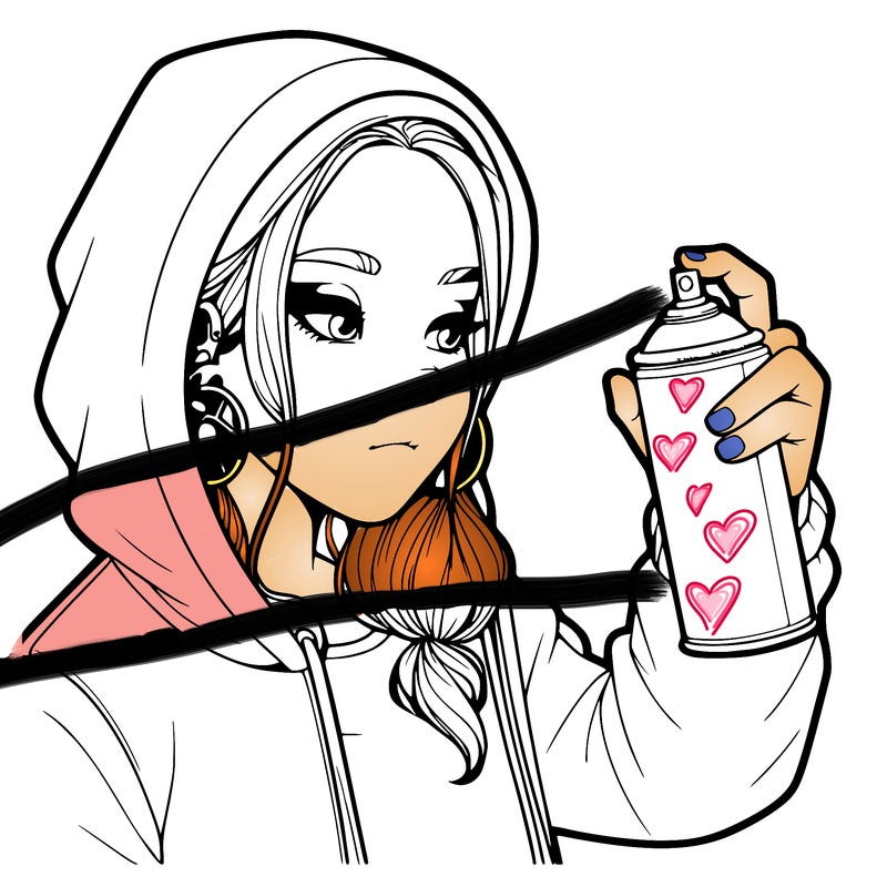 a realistic girl, spray painting