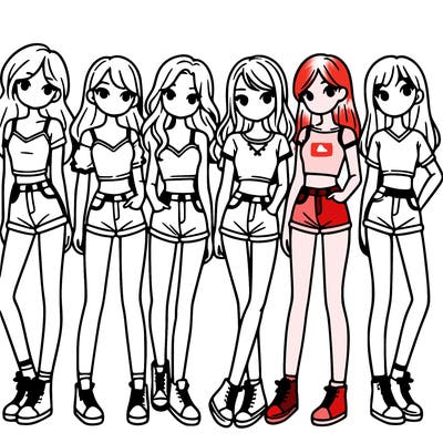 a group of girls wearing crop tops and shorts