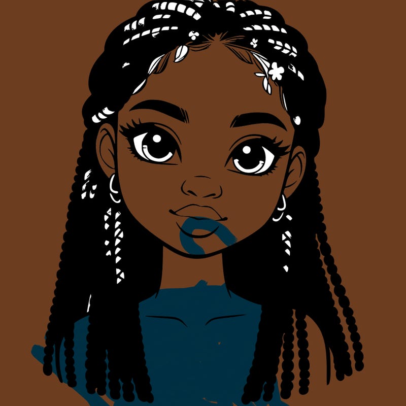 a realistic black girl with braids