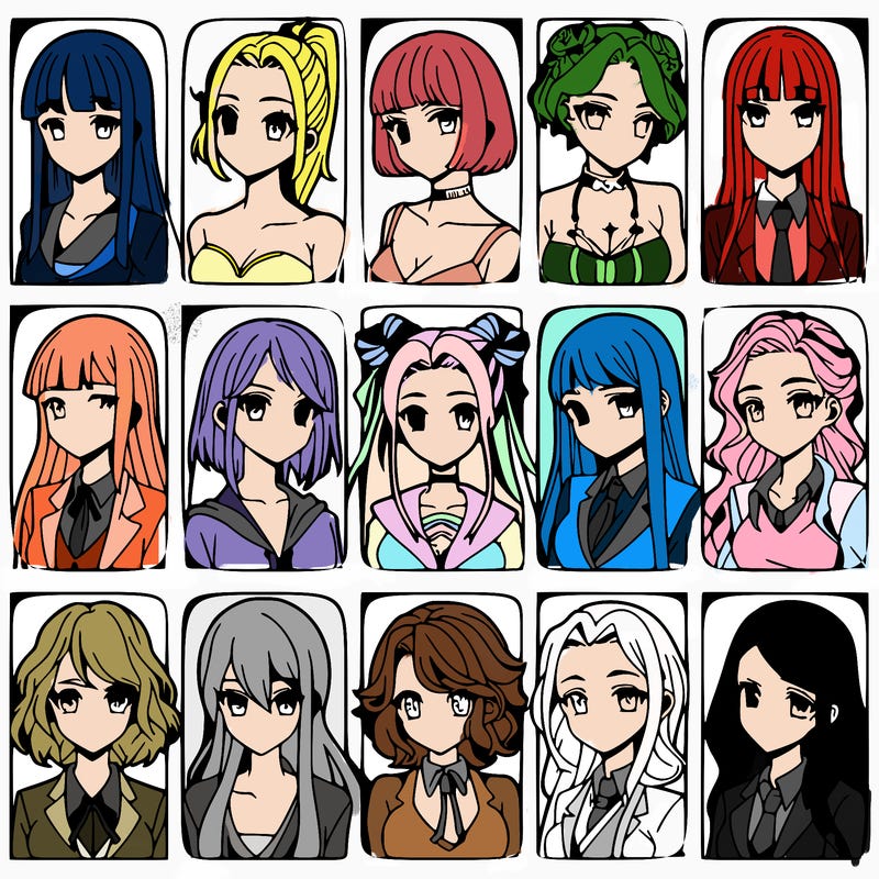 girls that look diffrent anime