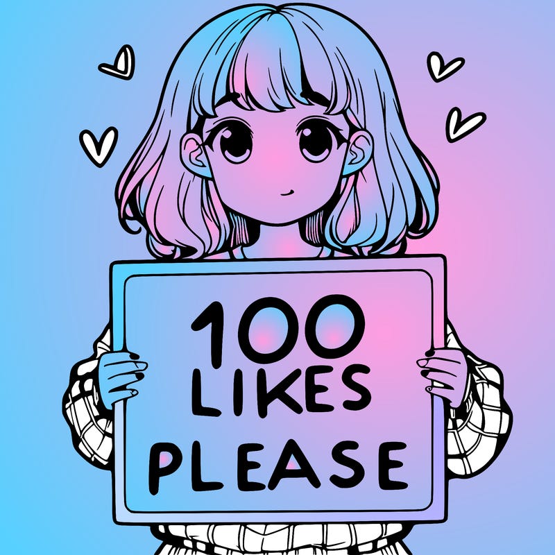 a girl holding a sign saying 100 likes please