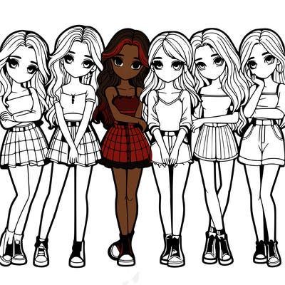 a group of girls realistic