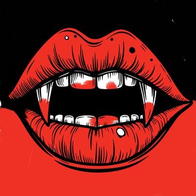 lips with vampire teeth
