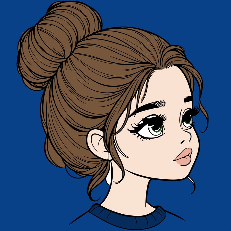 realistic girl with bun