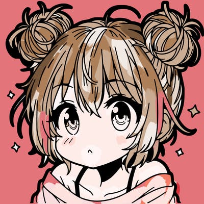 a manga girl with messy small buns