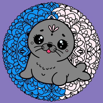a cute baby seal mandala
