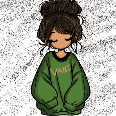 girl with baggy sweatshirt and messy bun