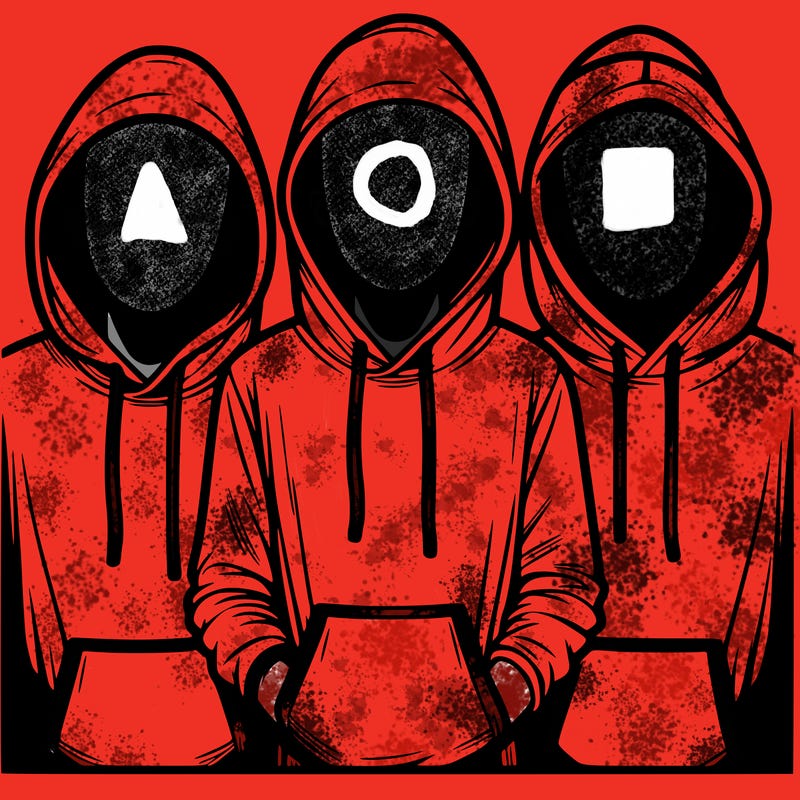 3 faceless people in  hoodies