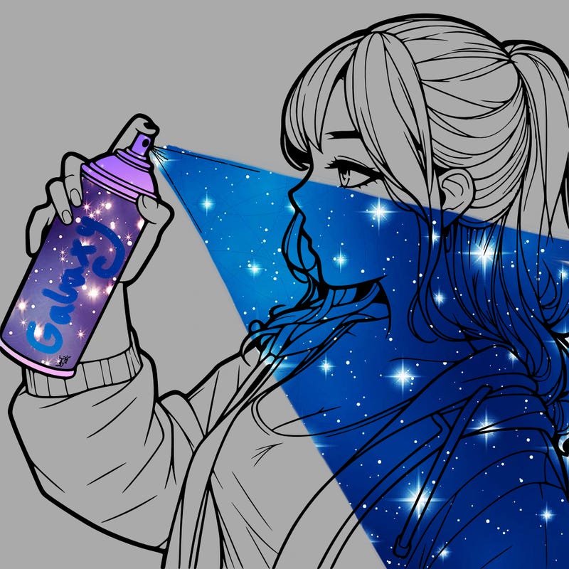 a realistic girl spray, painting