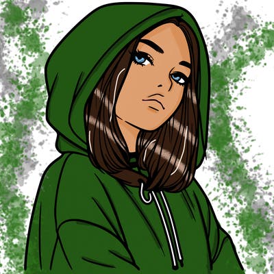 a realistic girl in a hoodie