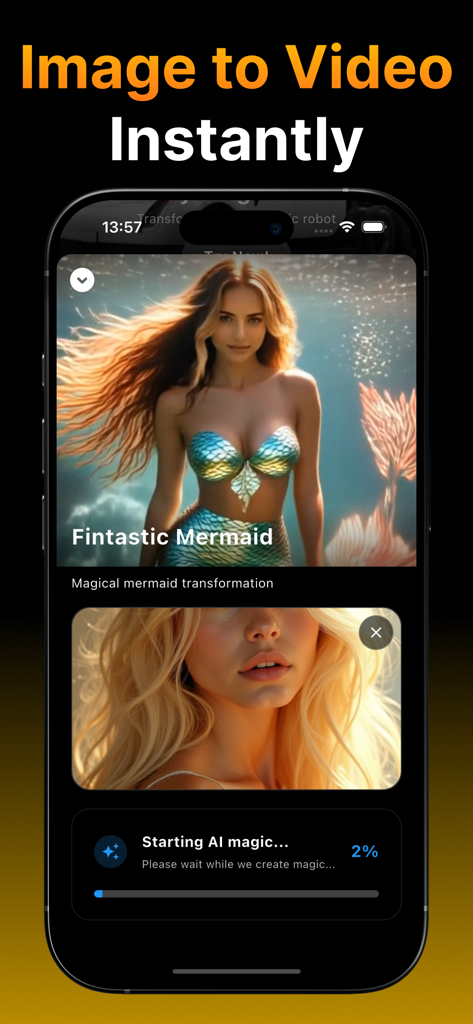 進捗バー付きで、参照画像とテキストプロンプトから動画を生成するVidmAIアプリのインターフェース