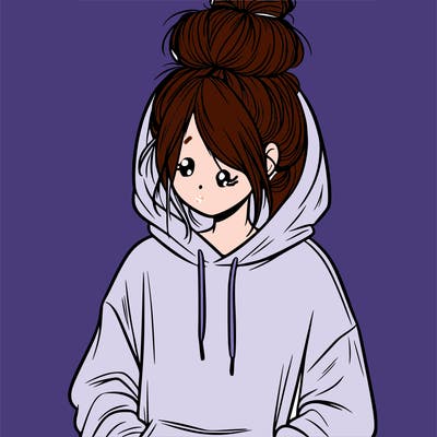 girl in oversized hoodie and messy bun