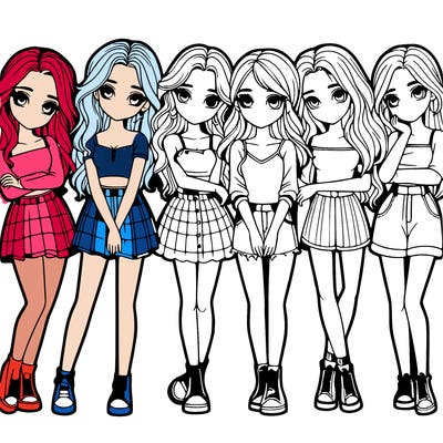 a group of girls realistic