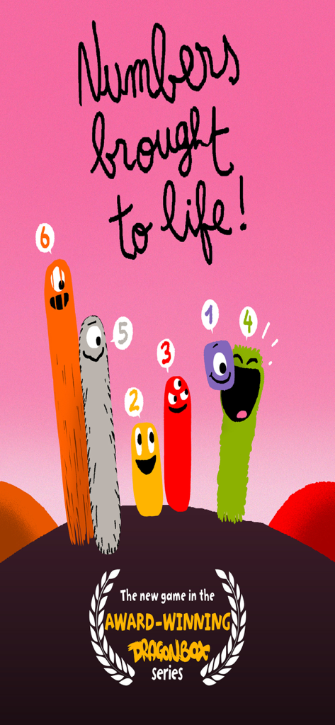 Colorful number characters called Nooms with the text Numbers brought to life from the DragonBox series