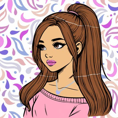 realistic girl with a high ponytail