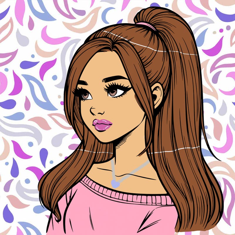 realistic girl with a high ponytail