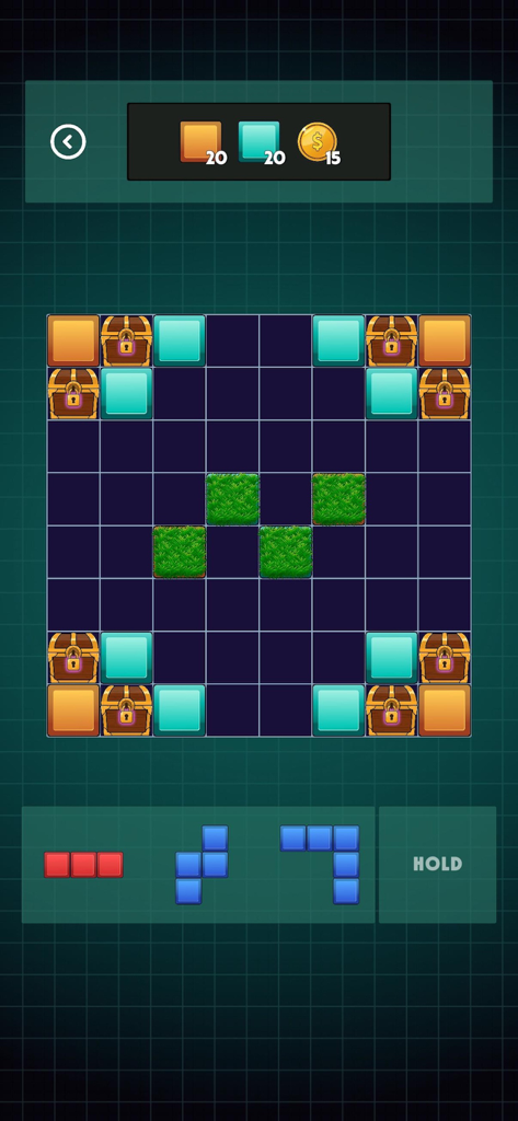 BrainBloq: Block Puzzle Game - BrainBloq adventure mode gameplay with colorful blocks and treasure chests