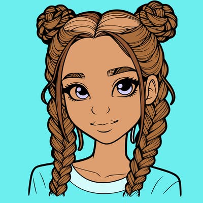 realistic girl with braids