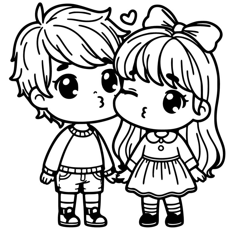 cute boy and cute girl kissing