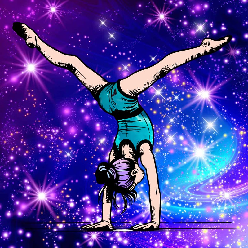 realistic gymnastic hand stand girl in four splits