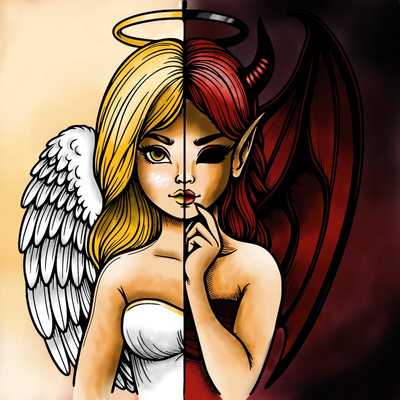 realistic angel half demon