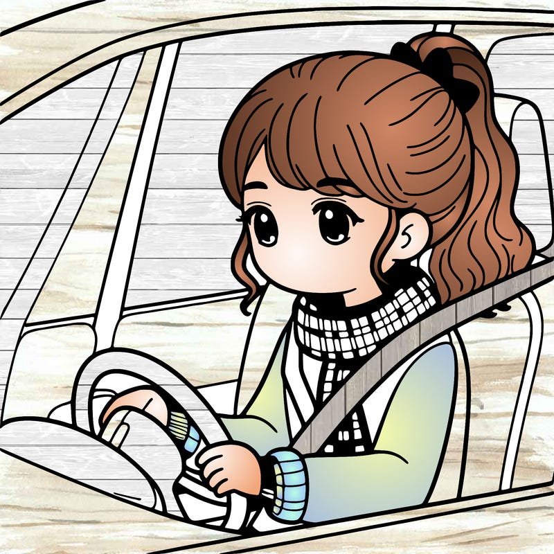 a girl in a car