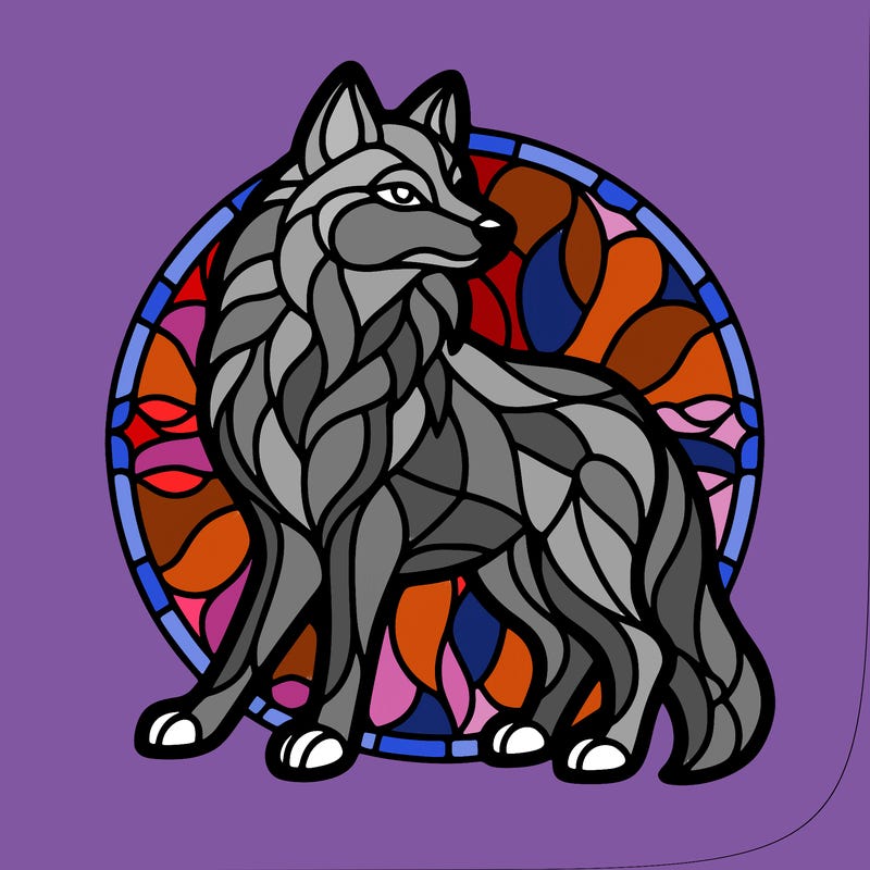 stained glass wolf design