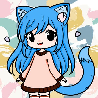 girl with cat ears and tail