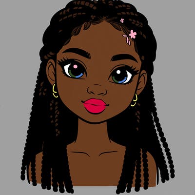 a realistic black girl with braids