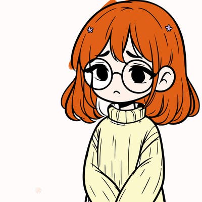 sad girl with glasses in a sweater