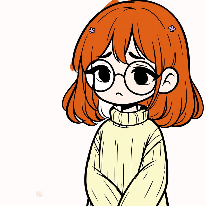 sad girl with glasses in a sweater