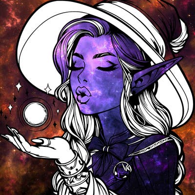 realistic elf casting a spell with lips