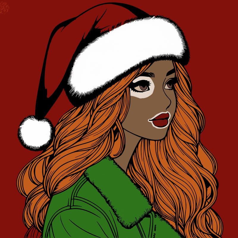 realistic girl in santa hat