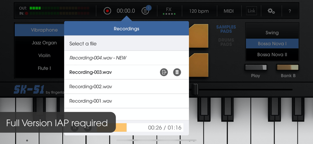 SK-51 - List of audio recordings in the SK-51 retro sampler app