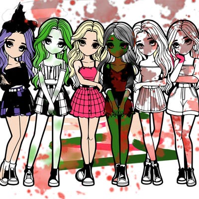 a group of girls realistic