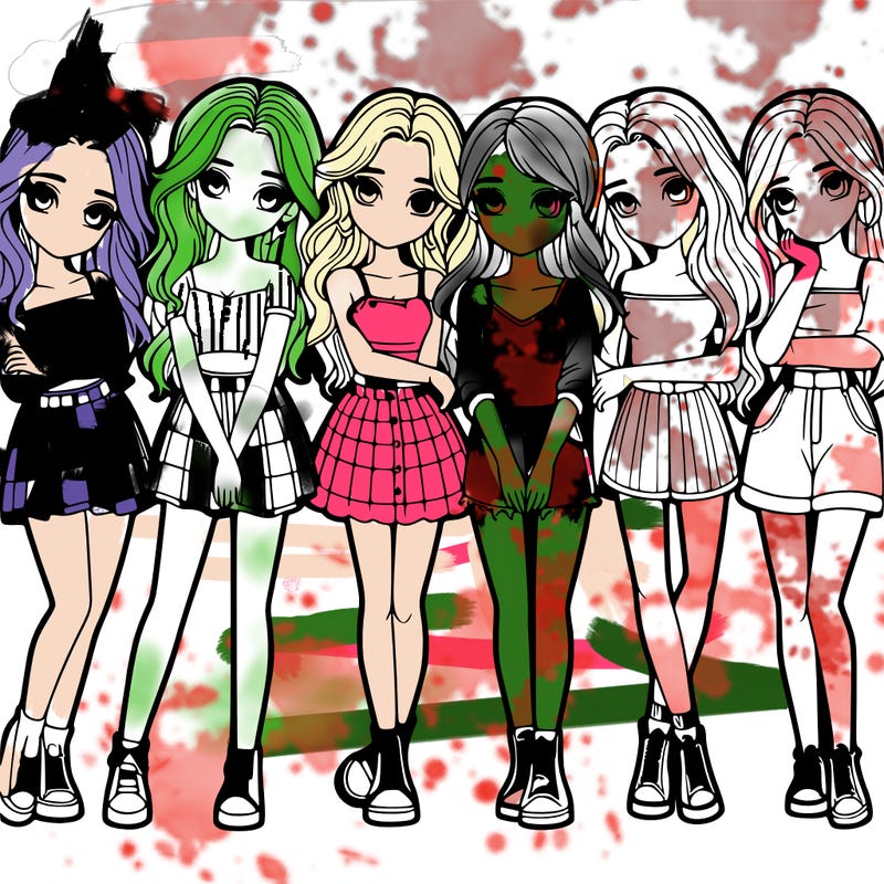 a group of girls realistic