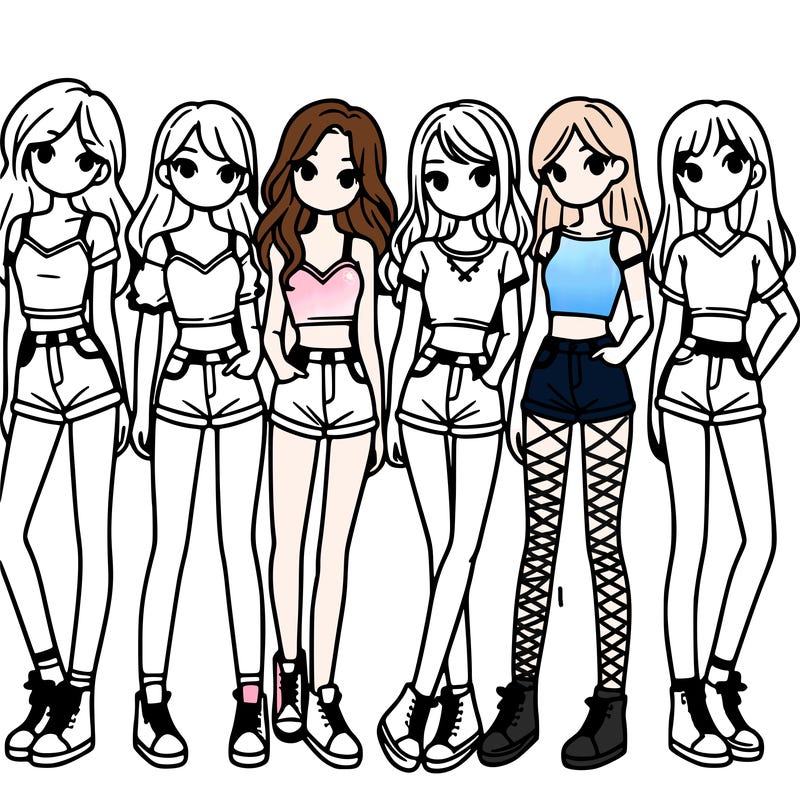 a group of girls wearing crop tops and shorts