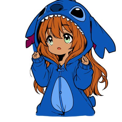 anime girl in a stitch onsie